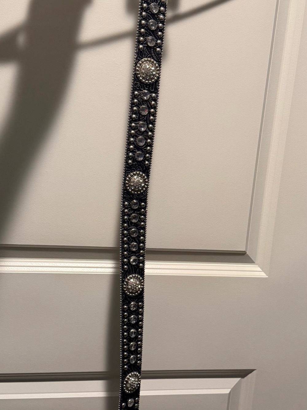 Embellished Black Women's Belt with Silver Conchos